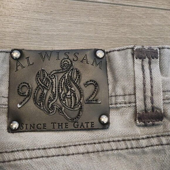 Al Wissam Jeans Mens 36 Gray Embroidered Back Pocket Straight Leg Denim Pants - Picture 13 of 16